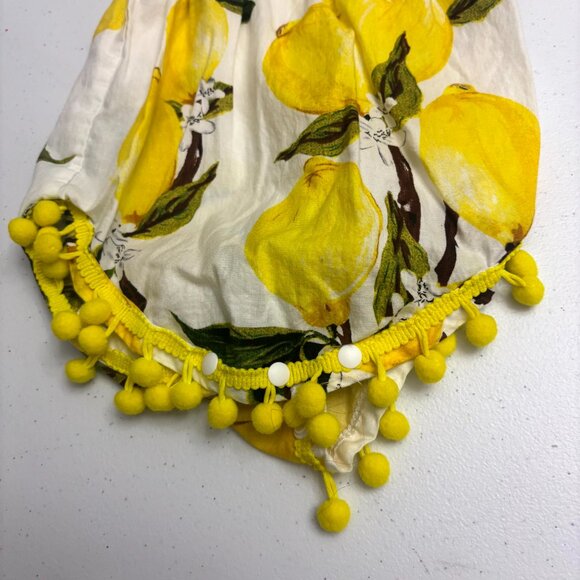 Riley’s Closet by Helena Lemon Print Pom Pom Baby Romper – Size 6-12M - Picture 2 of 7